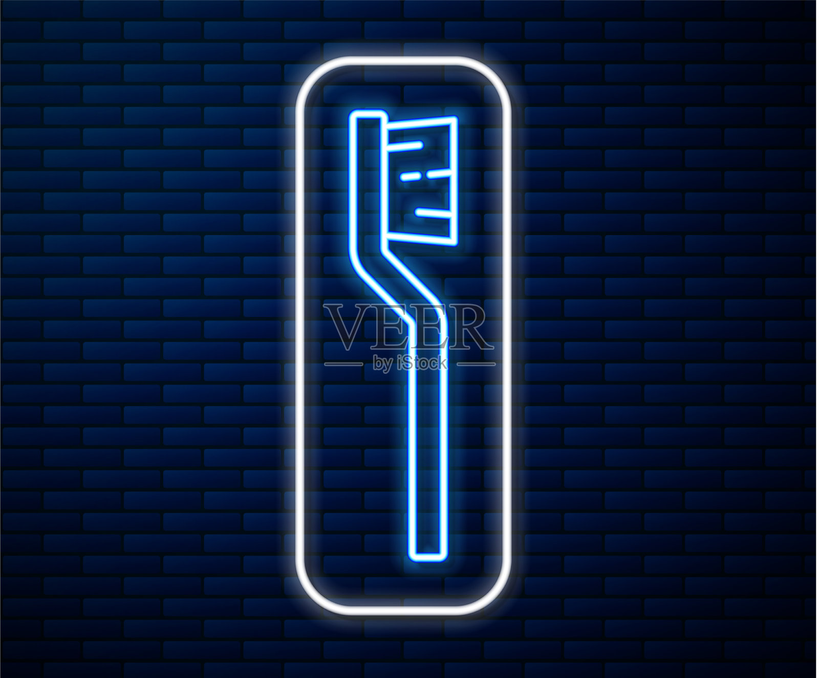 发光的霓虹灯线牙刷图标隔离插画图片素材