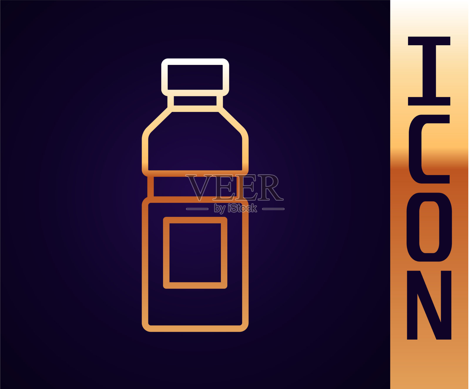 金线瓶水图标孤立在黑色插画图片素材