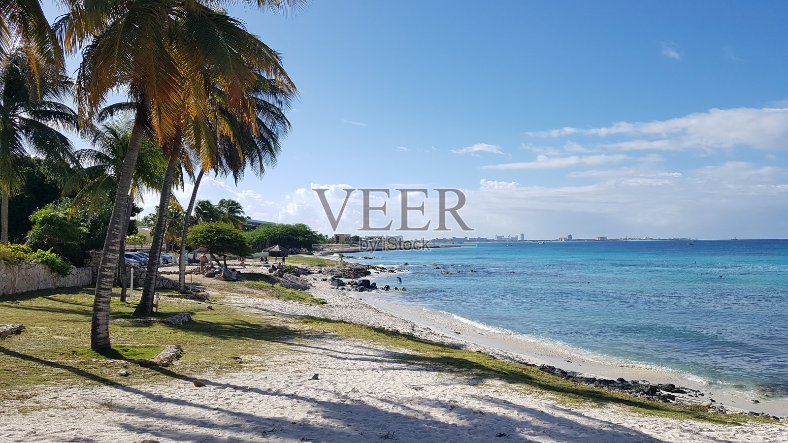 加勒比海阿鲁巴岛的白色沙滩照片摄影图片