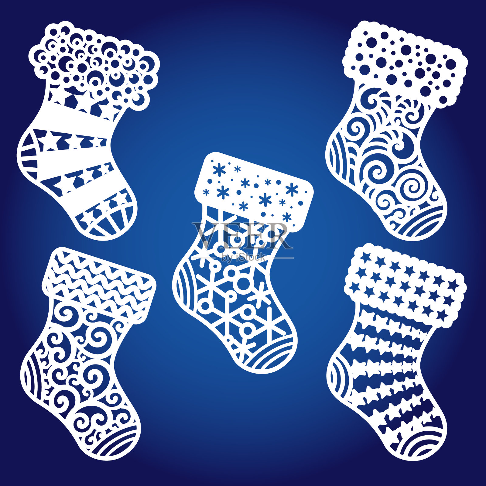 激光切割工具圣诞镂空袜子插画图片素材