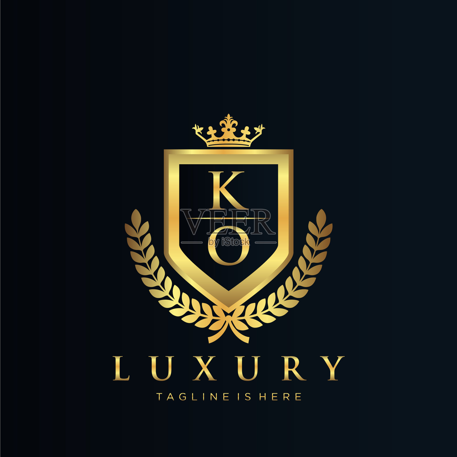 Ko字母首字母用皇家豪华标志模板插画图片素材