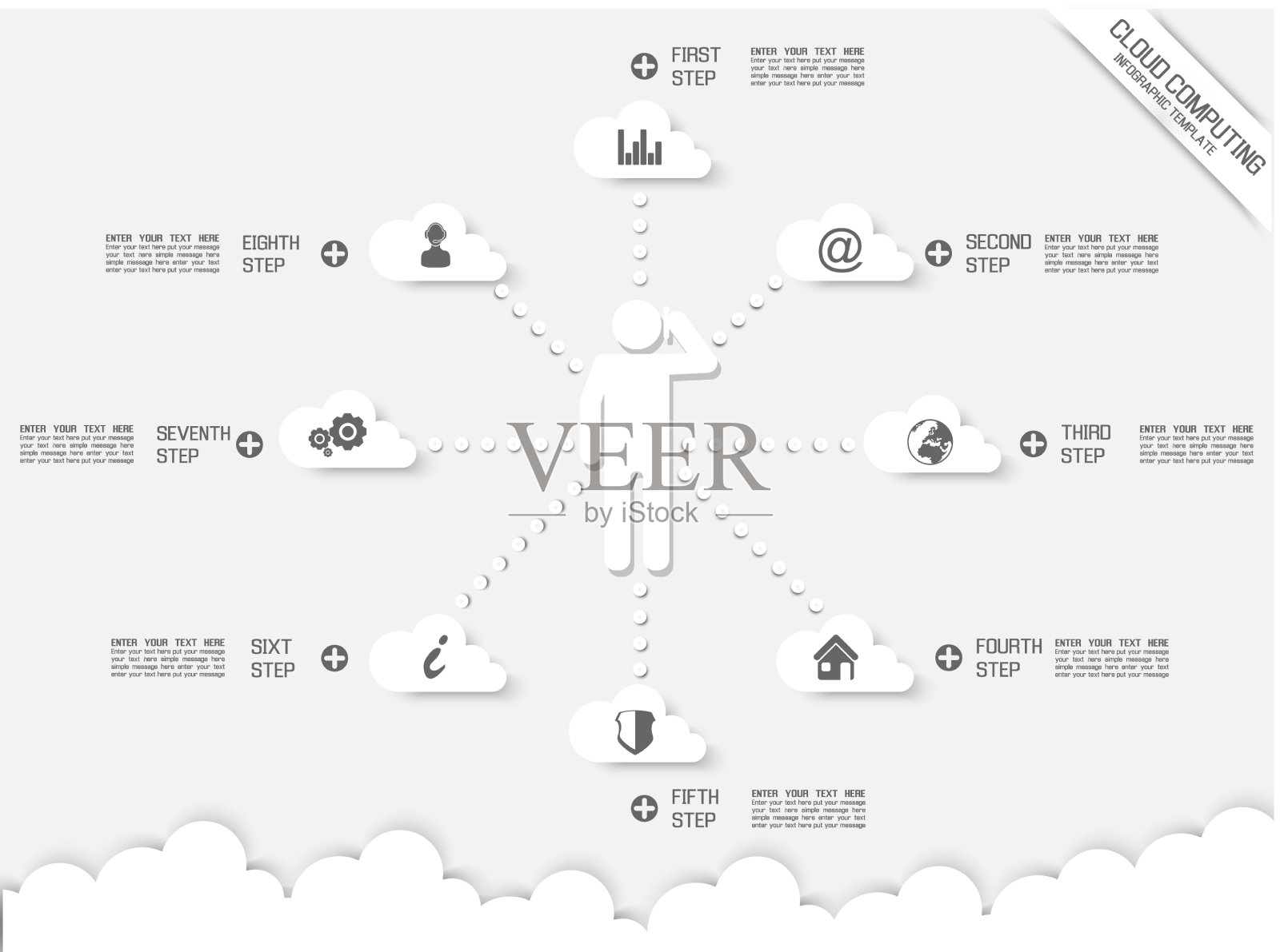 云计算与人的联系插画图片素材