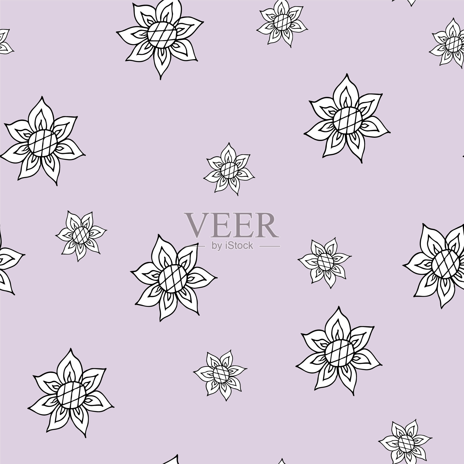 无缝图案，向日葵，花。设计适用于包装纸、胶带、胶带、纺织品、卡片、笔记本。手绘矢量图插画图片素材