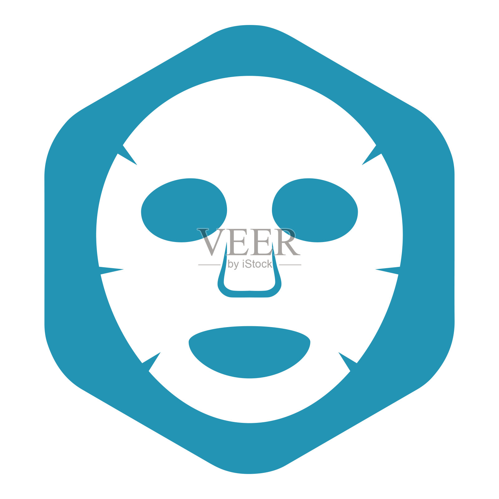 医疗面具图标。餐巾用一种特殊的布制成的餐巾，有脸的形状，眼睛、鼻子和嘴都开了缝，浸透了化妆品或复杂的成分插画图片素材