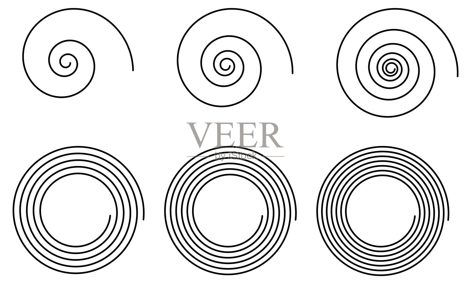 简单的螺旋图标或标志，不同的版本插画图片素材