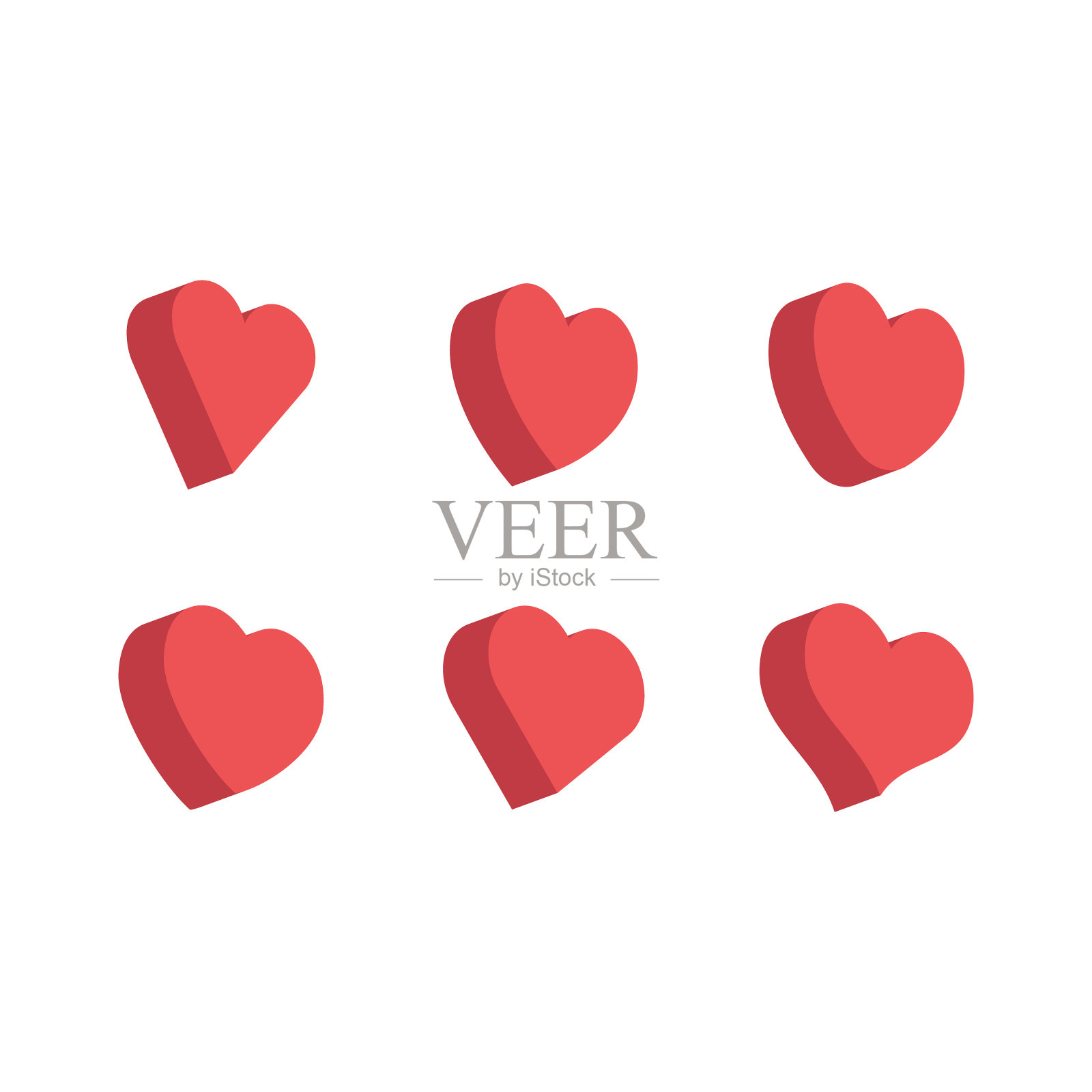 心矢量图标。等距3d平面风格。图标素材