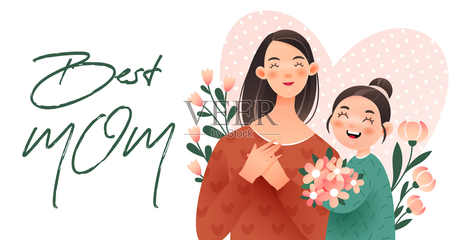 母亲的一天。卡插画图片素材
