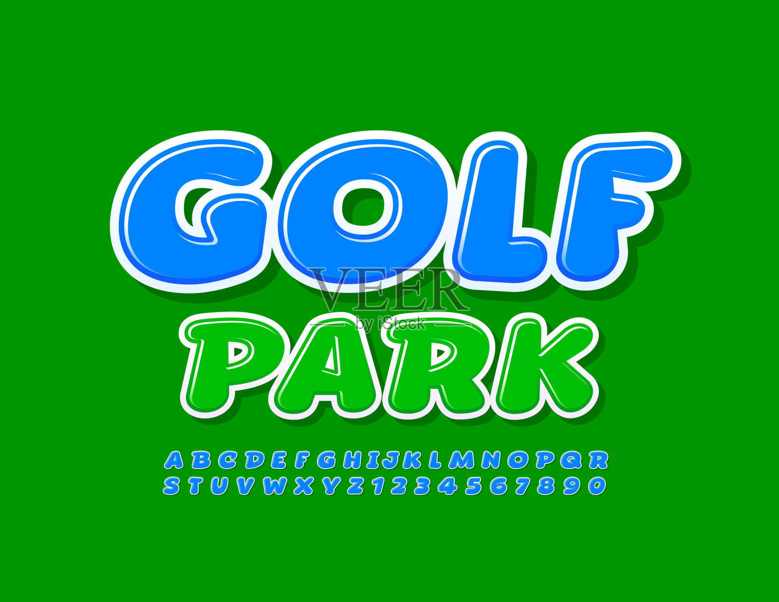 矢量彩色标志高尔夫公园。创意字母和数字设计元素图片