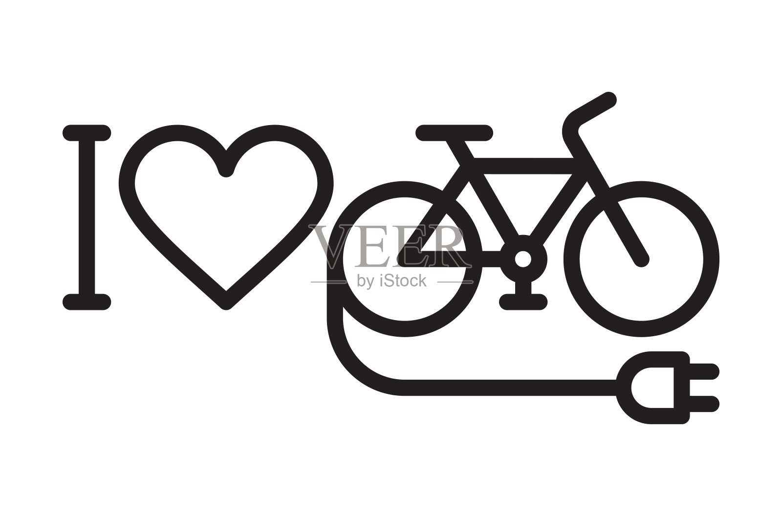 我爱我的电动自行车插画图片素材