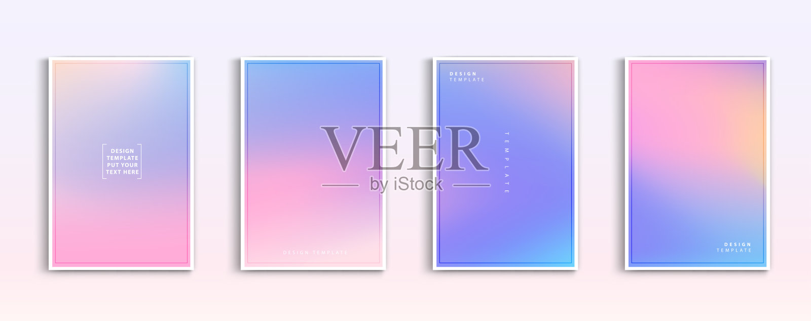 彩色渐变背景向量集。柔和柔和的粉红色，蓝色，紫色和橙色颜色抽象的背景应用程序，网页设计，网页，横幅，贺卡。矢量插图设计插画图片素材