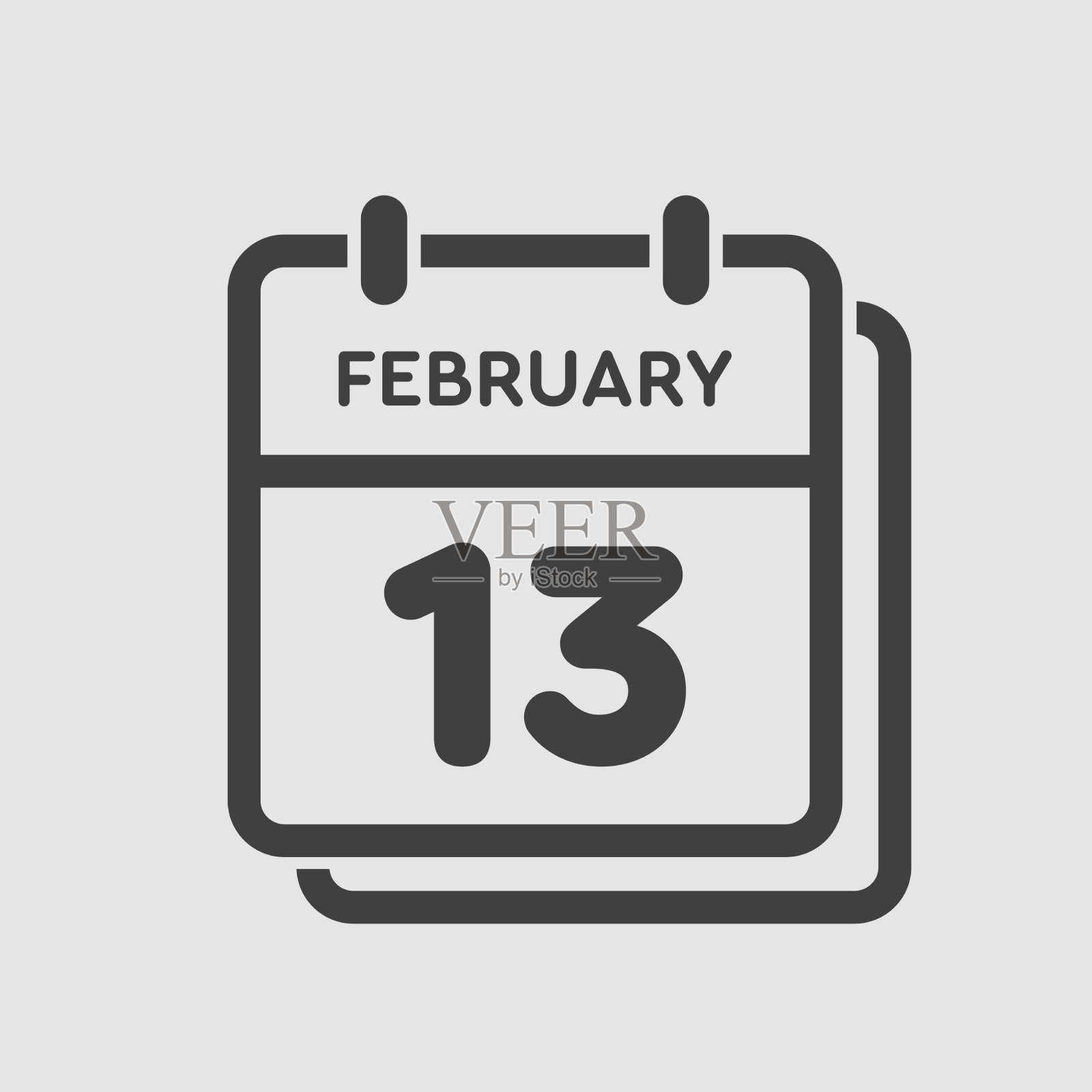 图标日日期2月13日模板日历页插画图片素材