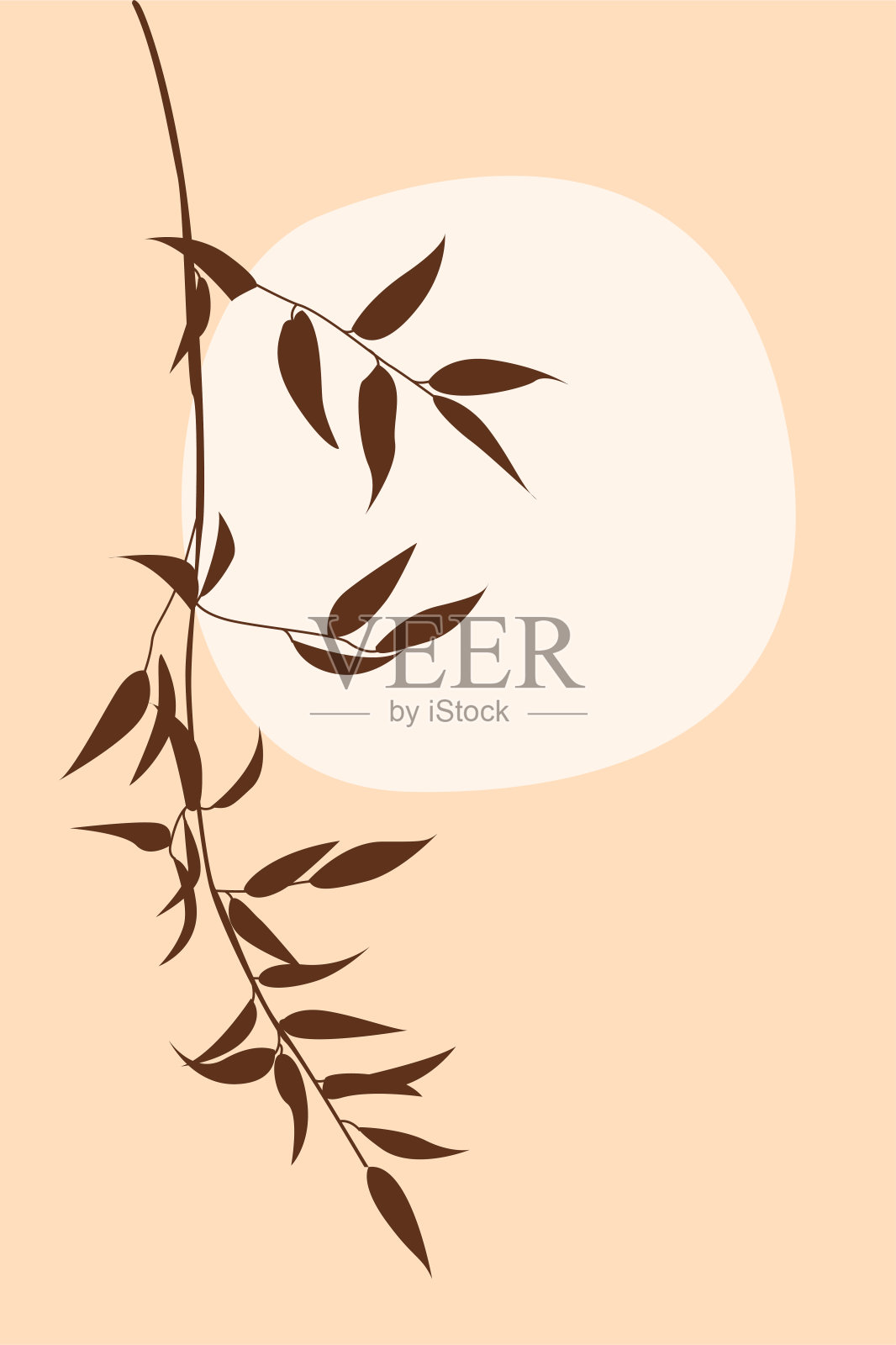 矢量抽象波西米亚海报。极简的当代花卉设计插画图片素材