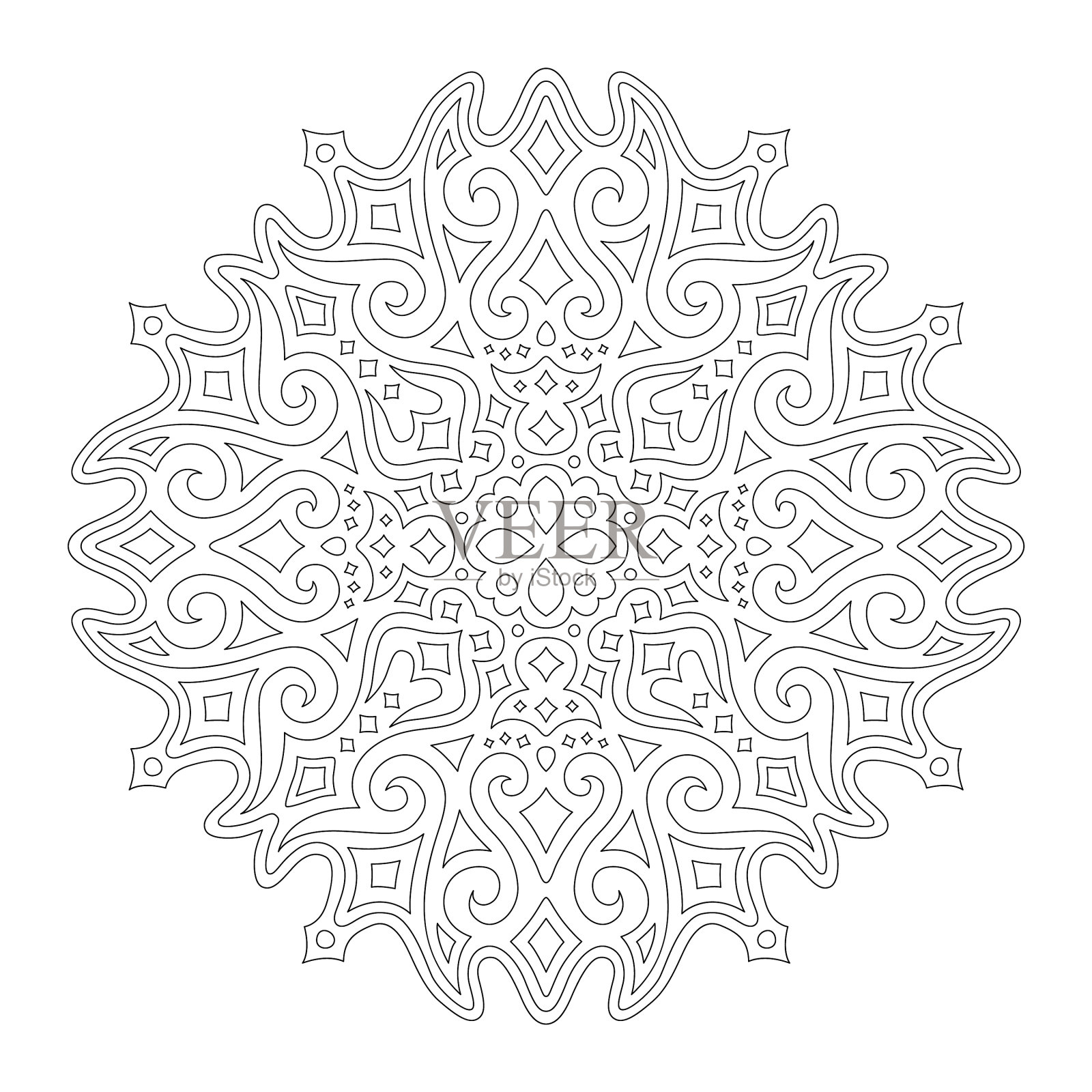 用星形线形图案涂色书的艺术插画图片素材