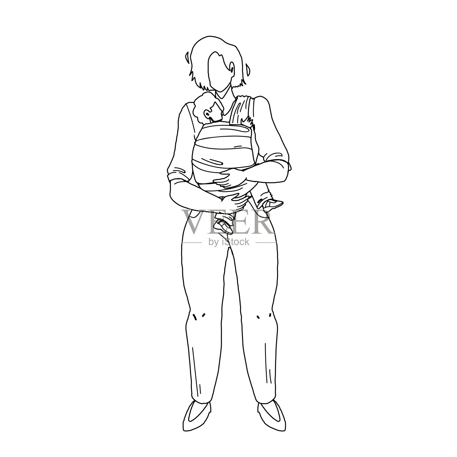 母亲手抱婴儿，母亲向量插画图片素材
