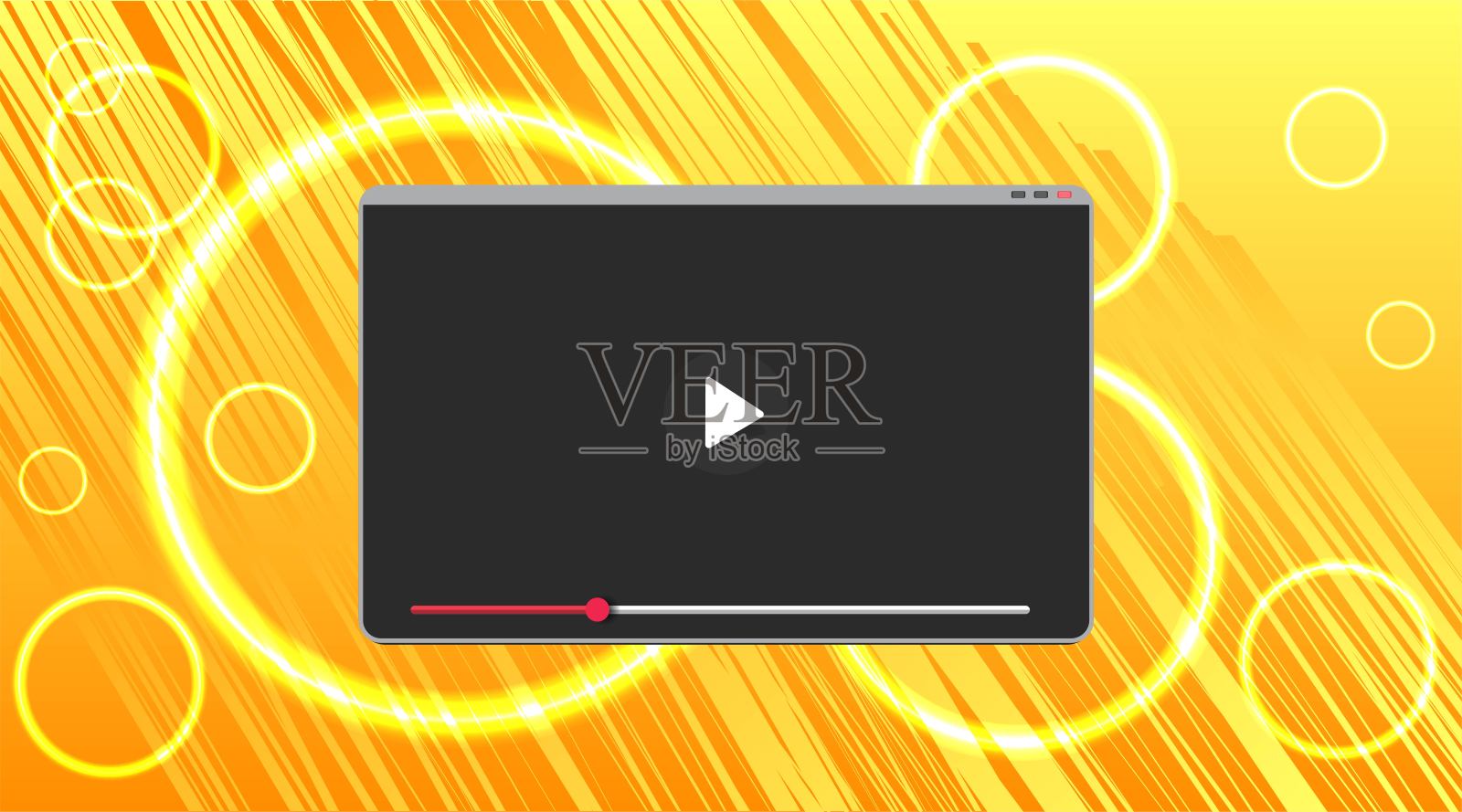 在线视频平台页眉或页脚横幅模板与复制空间。数字商业推广，视频广告-社交媒体营销。插画图片素材