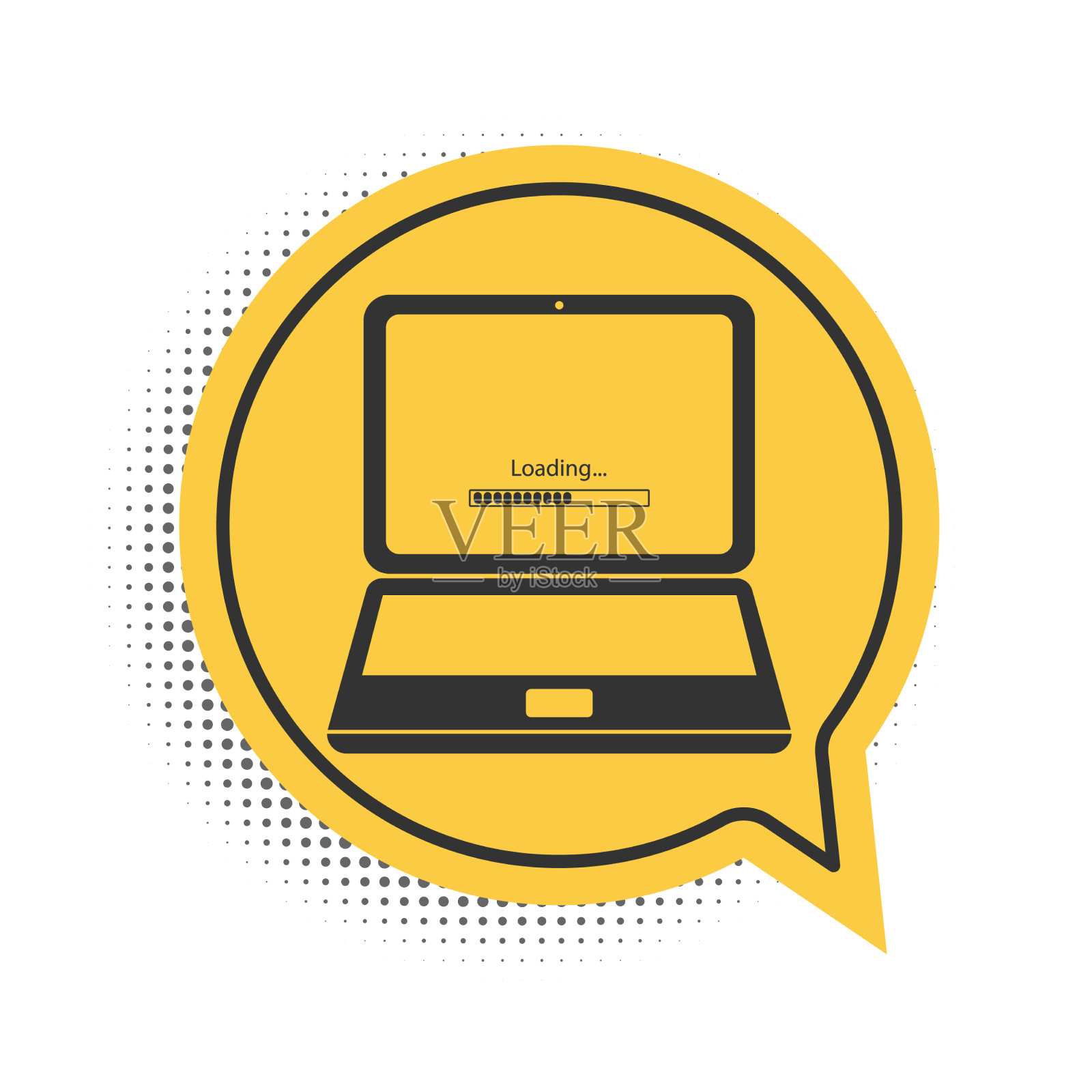 黑色笔记本电脑更新过程与加载栏图标插画图片素材