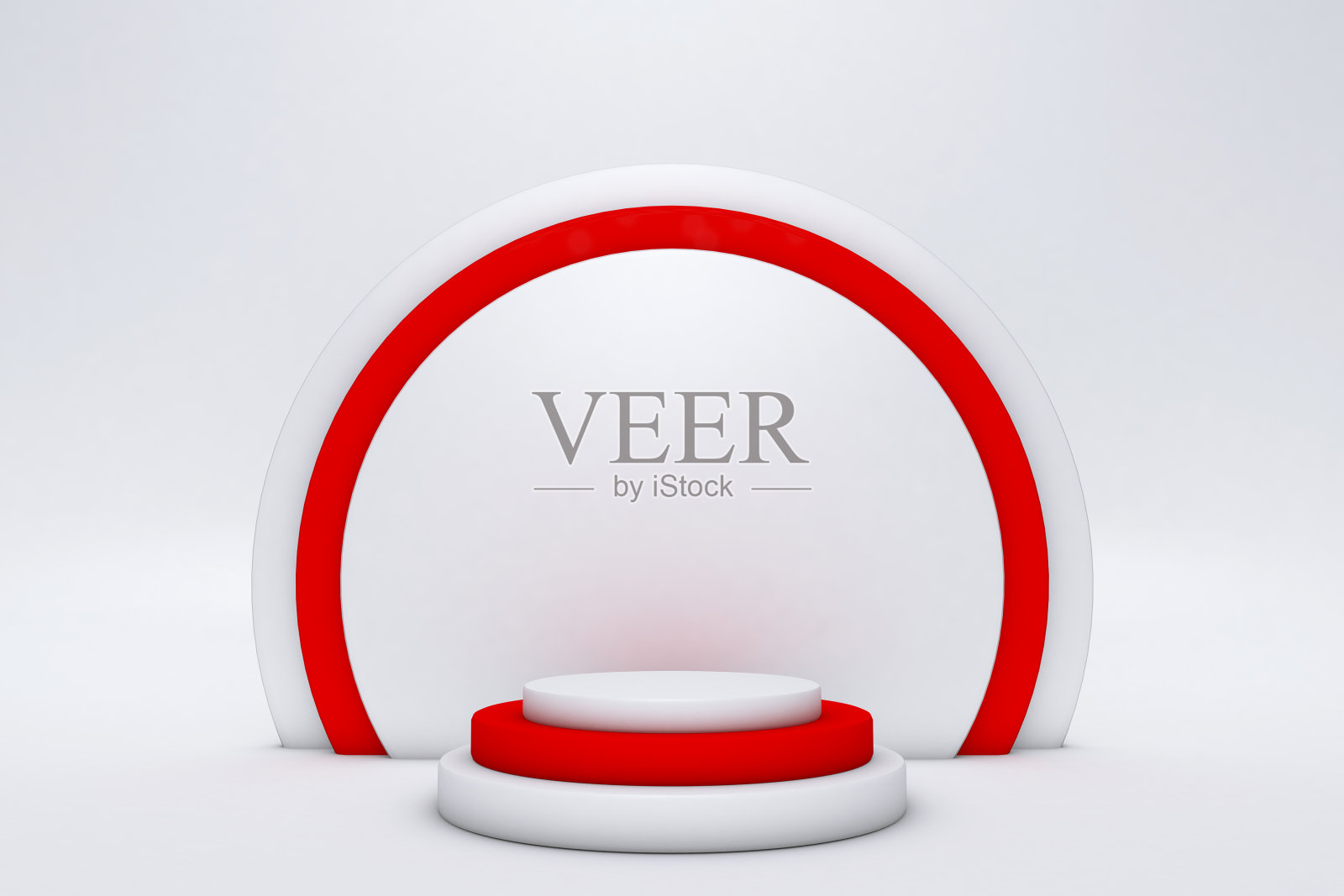 最小的场景与红色讲台孤立的白色背景。几何形状。最小的3 d渲染。照片摄影图片