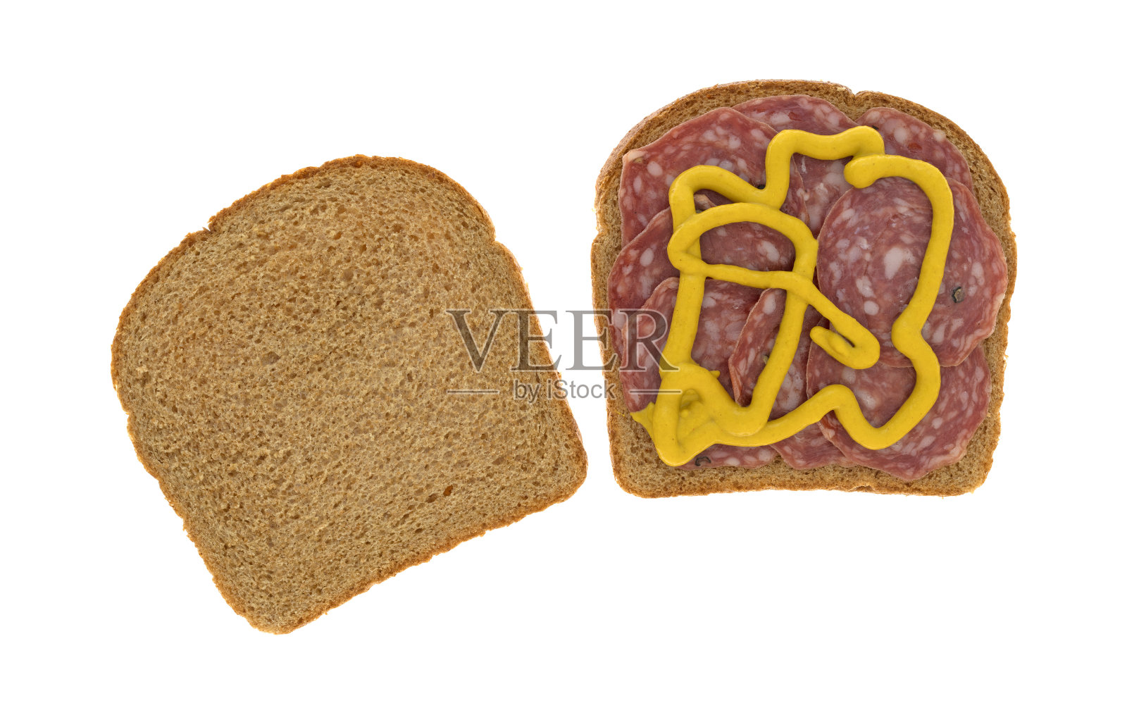 未固化的意大利干香肠三明治照片摄影图片