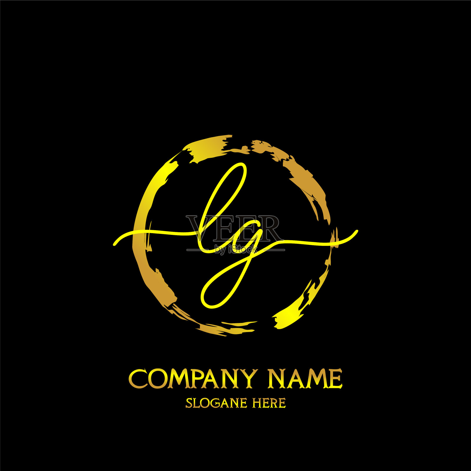 Lg初始手写彩色标志模板插画图片素材