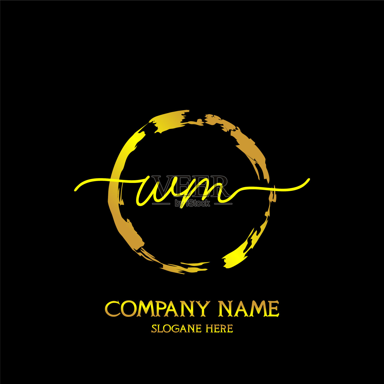 Wm初始手写彩色标志模板插画图片素材