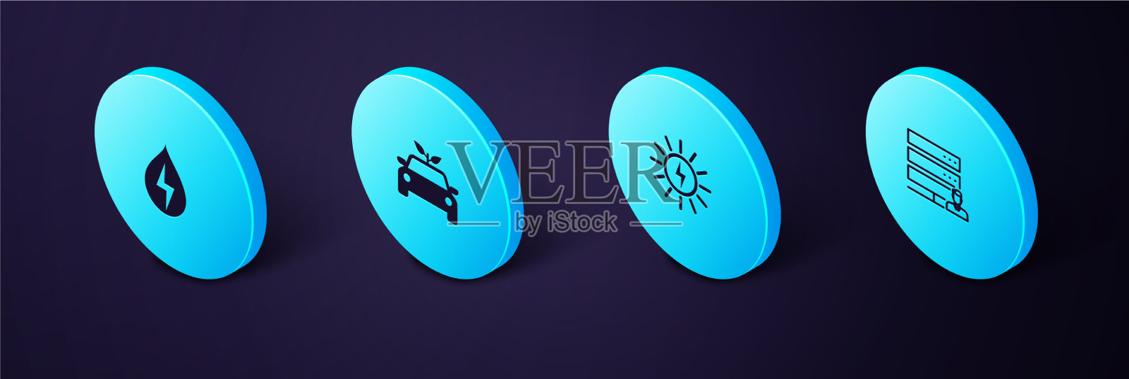 设置等距太阳能客户服务服务器图标素材