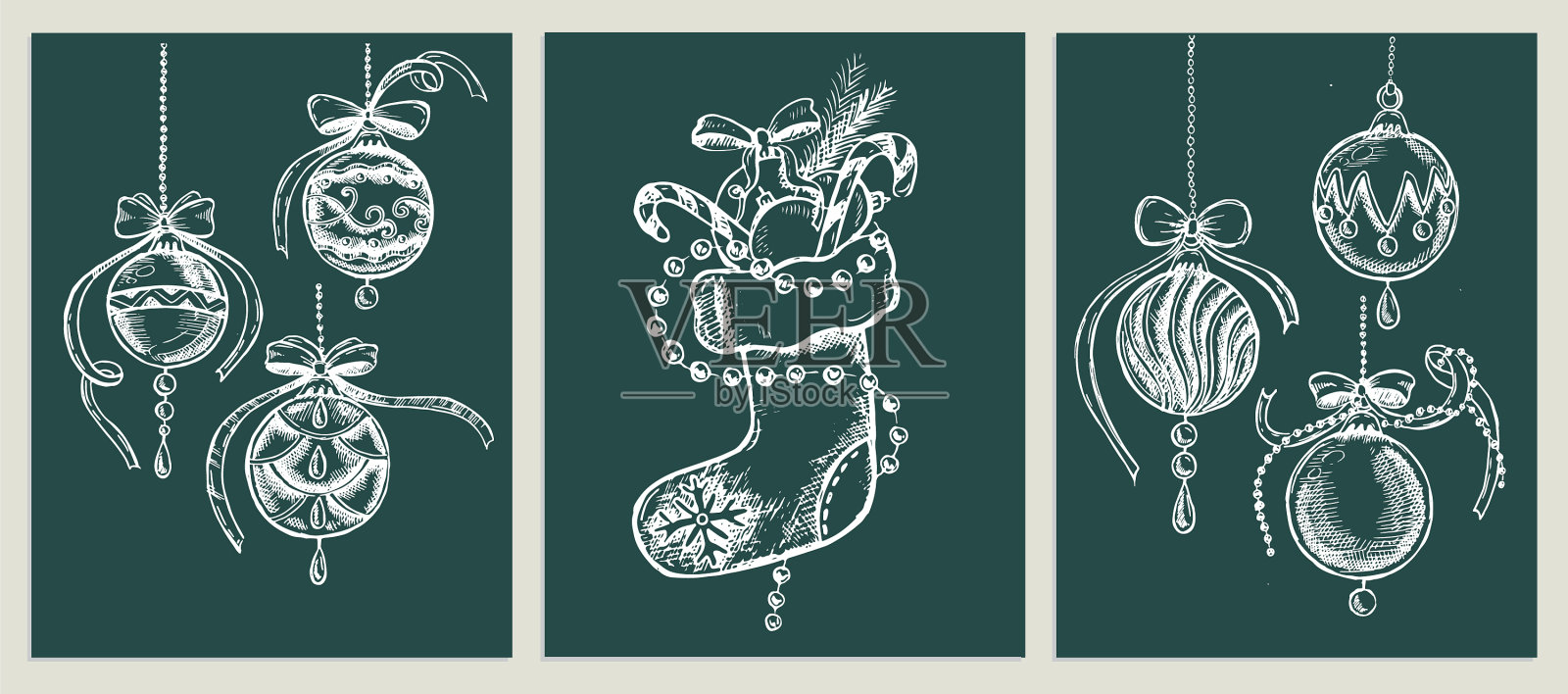 圣诞设计元素在涂鸦风格手德拉插画图片素材