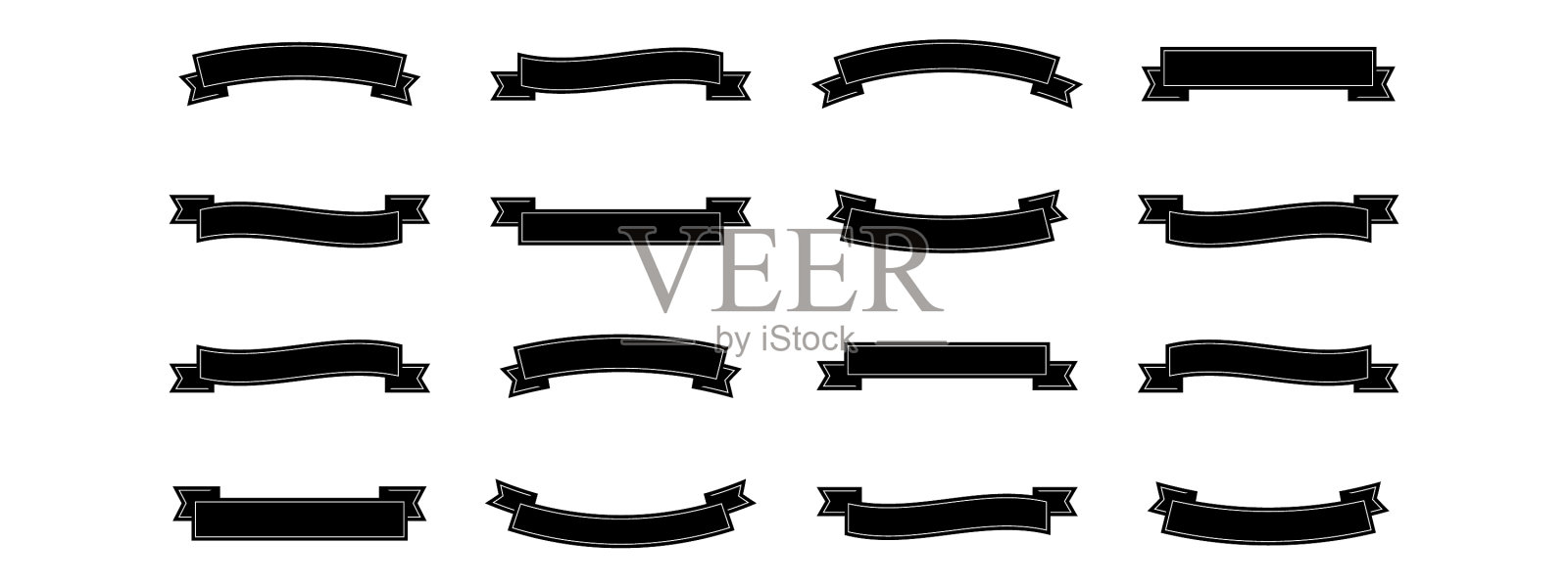 丝带横幅黑丝带横幅复古插画图片素材