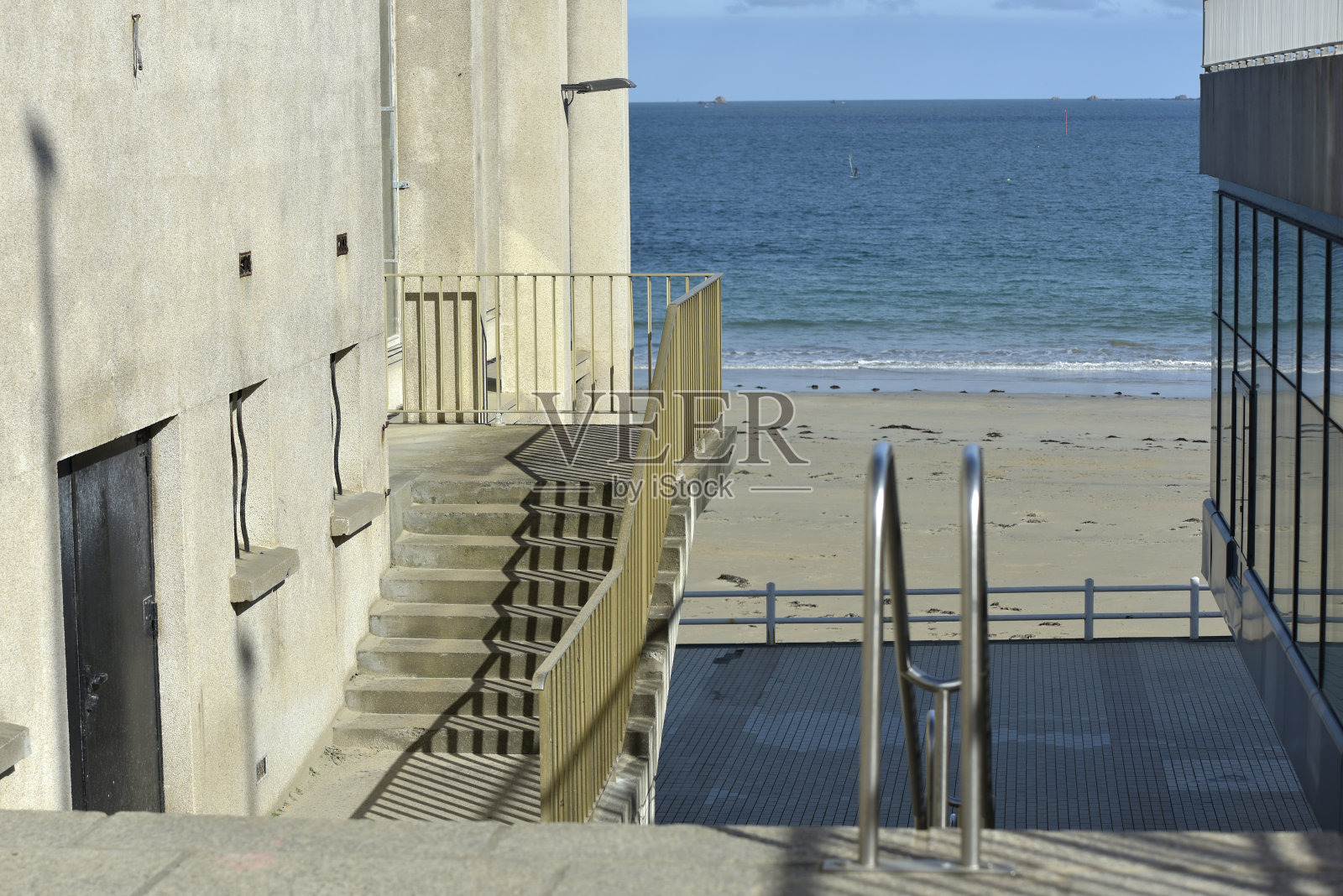 Dinard楼梯海滩照片摄影图片