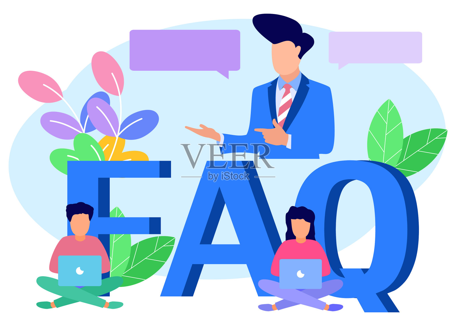 卡通人物问答设计元素图片