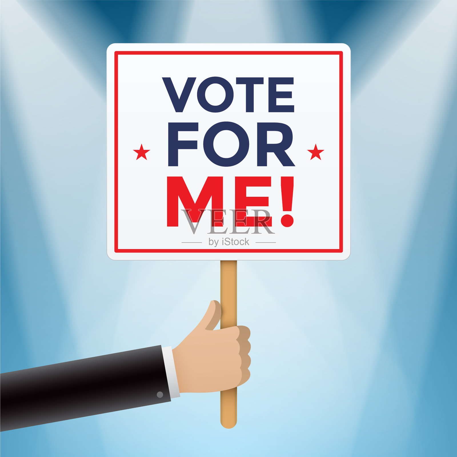 一个拿着标语牌的人给我投了一票插画图片素材