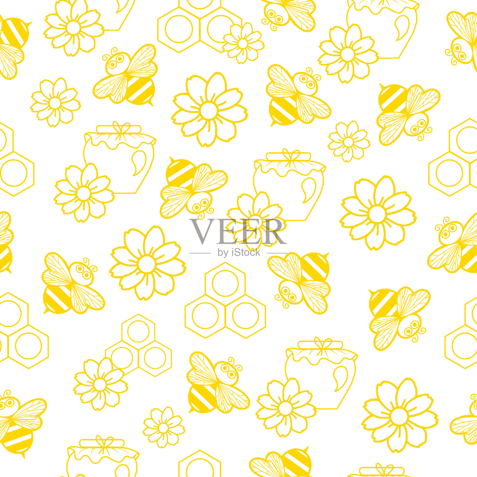 模式的蜜蜂插画图片素材