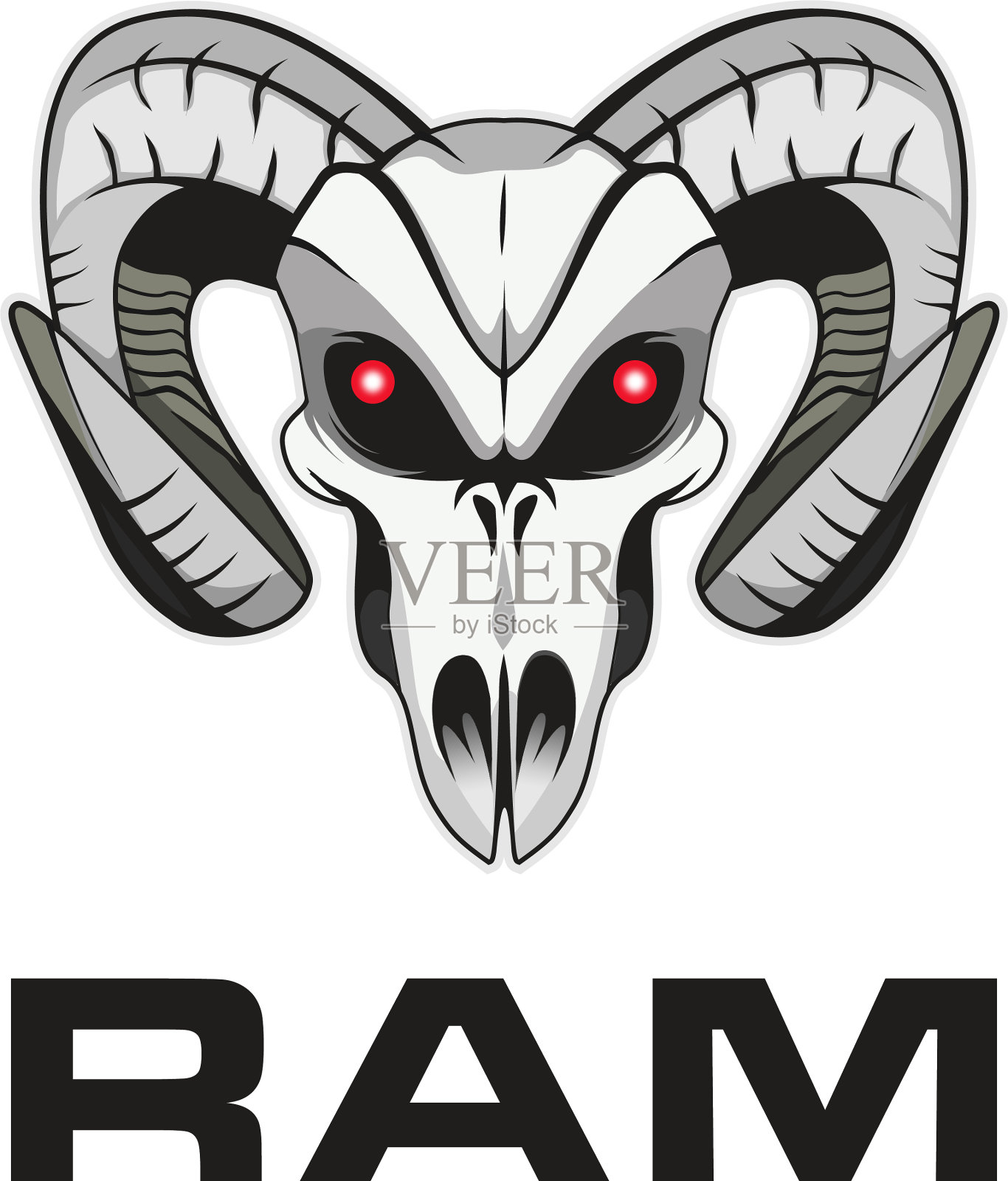 公羊头骨插画图片素材