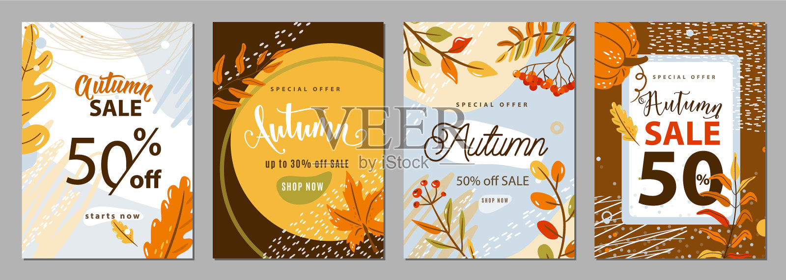 秋季销售海报设置背景秋季时间设计模板素材