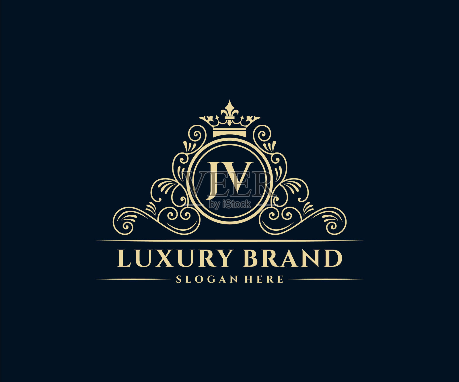 Jv首字母黄金书法女性插画图片素材