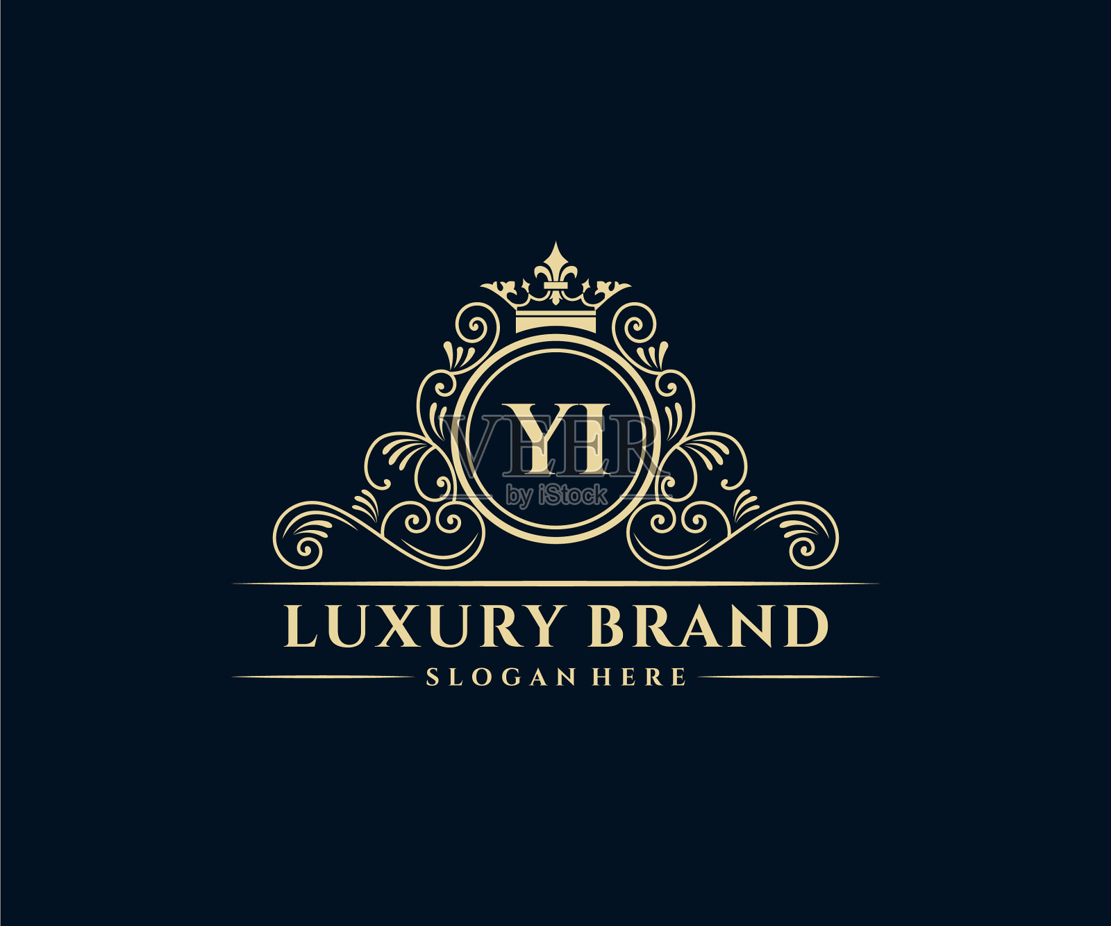 易首字母金女性书法插画图片素材