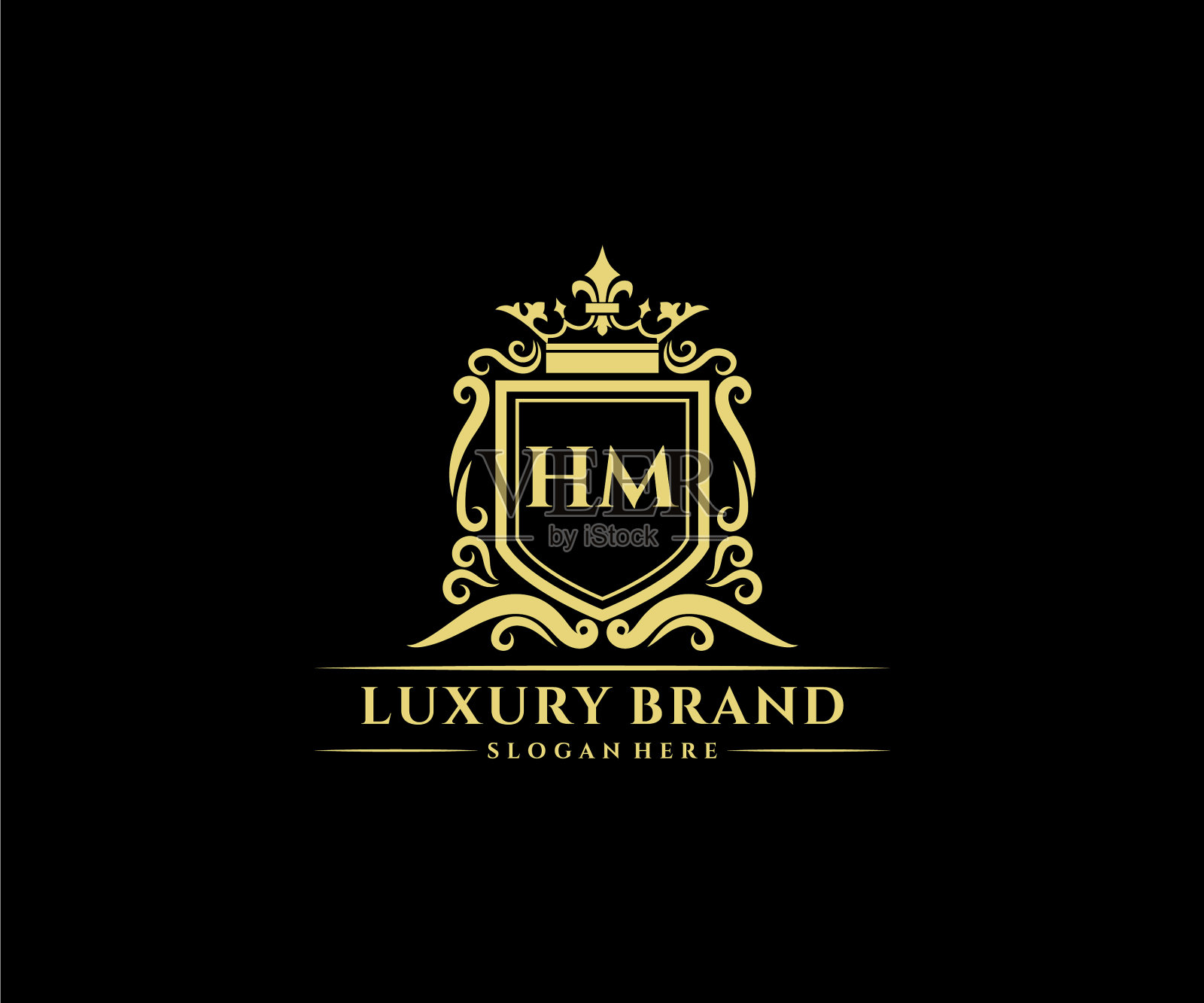 Hm首字母金字女性书法插画图片素材