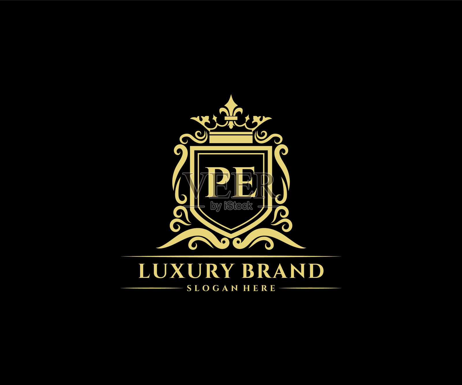 PE首字母黄金书法女性插画图片素材