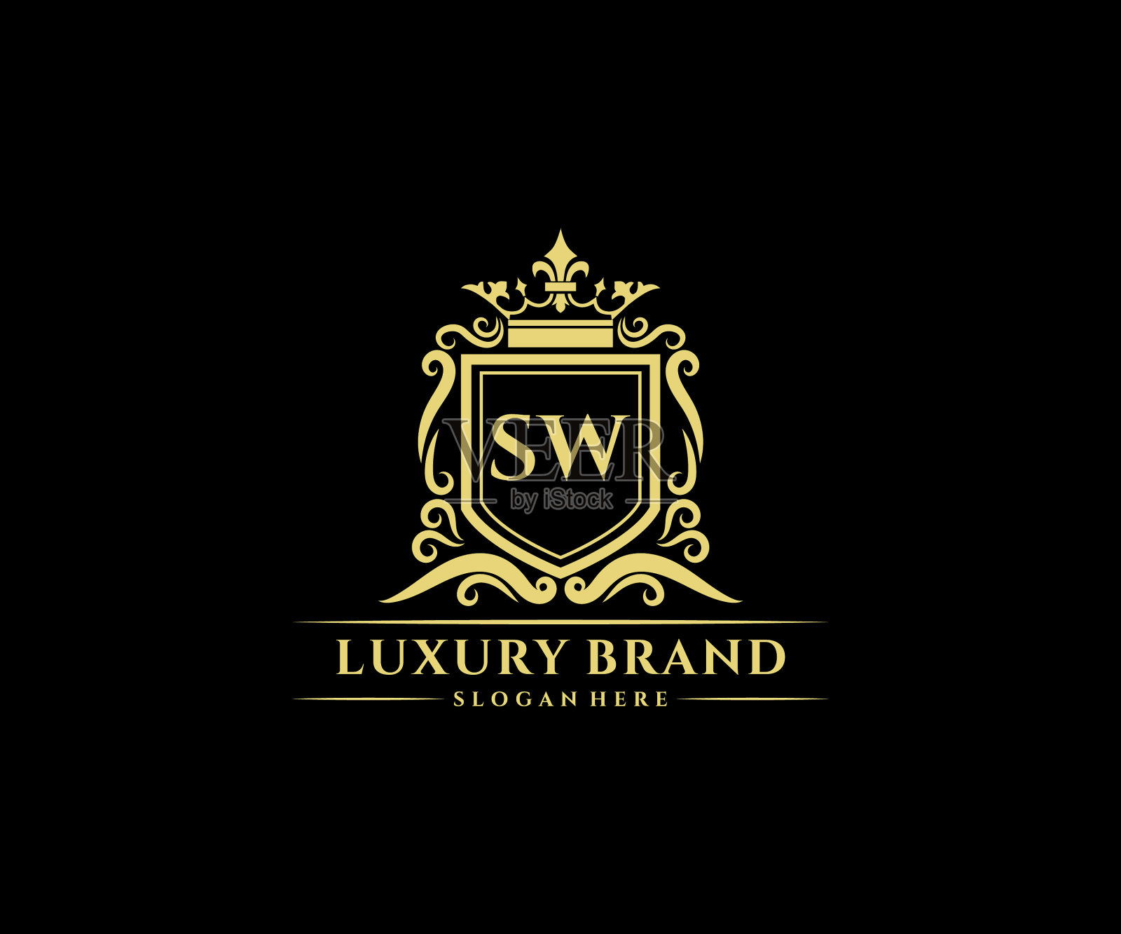 Sw首字母黄金书法女性插画图片素材