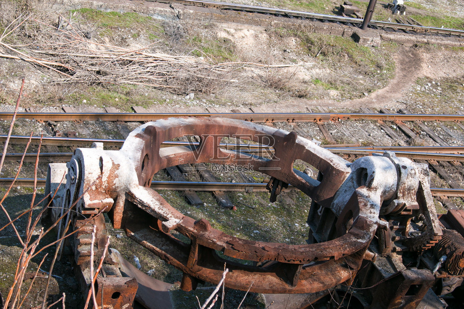 冶金行业。渣架支撑环，用于将渣输送到倾卸场。照片摄影图片