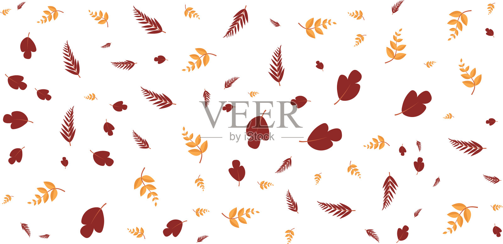 秋叶无缝图案背景你好插画图片素材