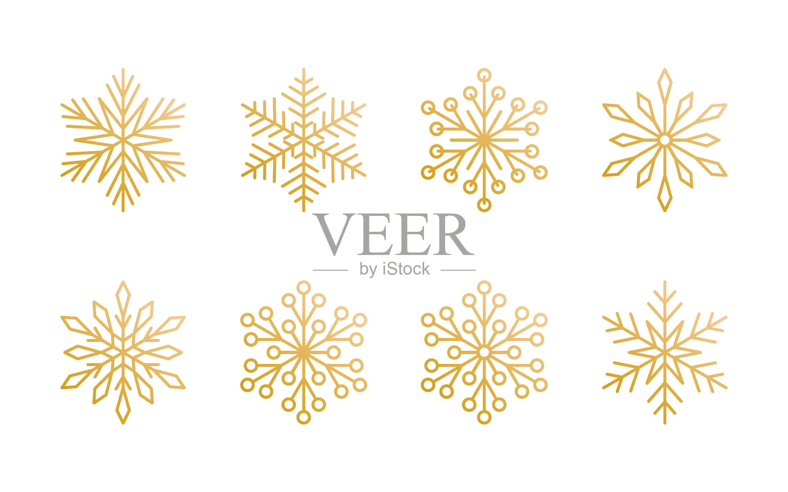 圣诞雪花集孤上白插画图片素材