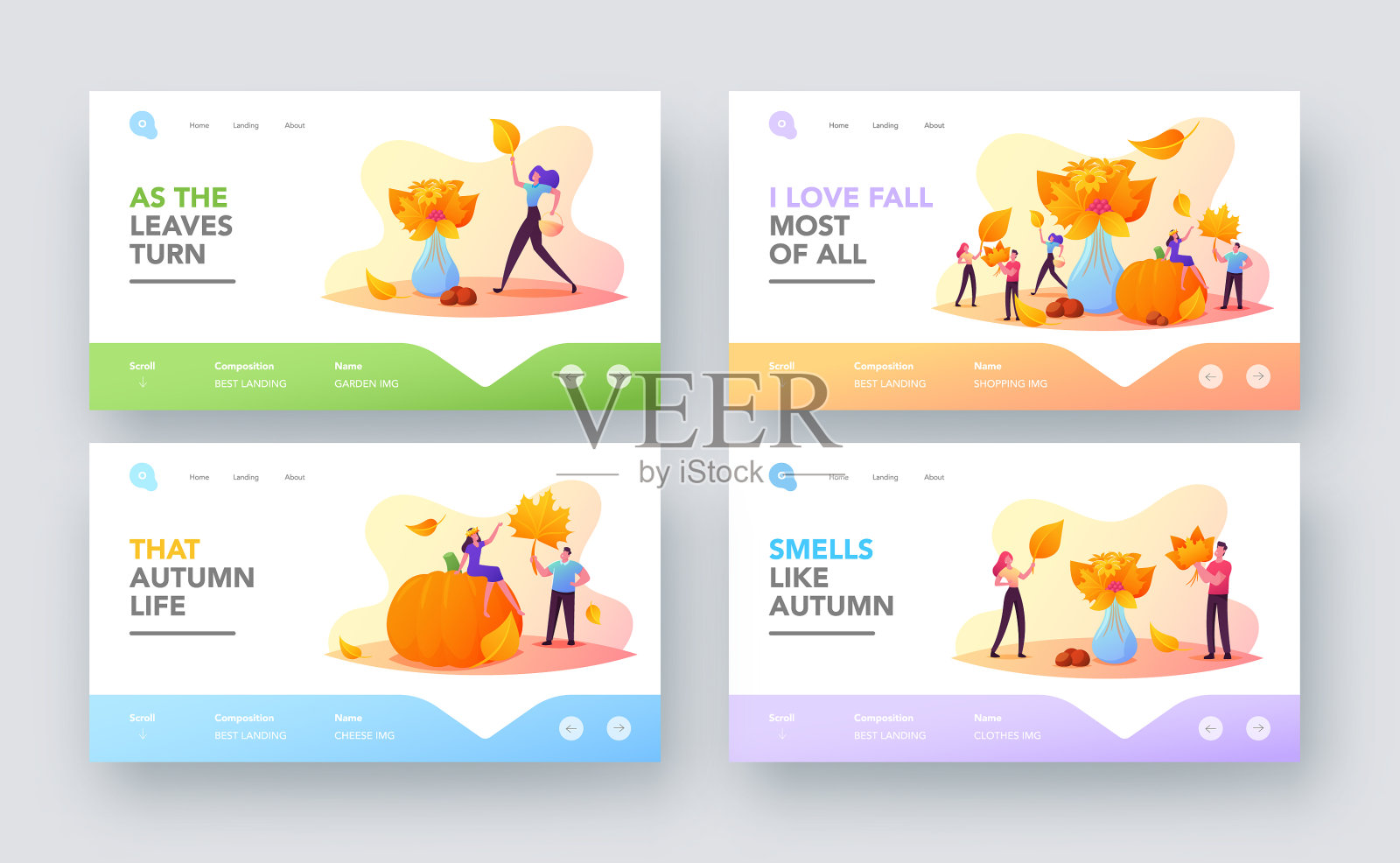 秋季户外活动登陆页面模板插画图片素材