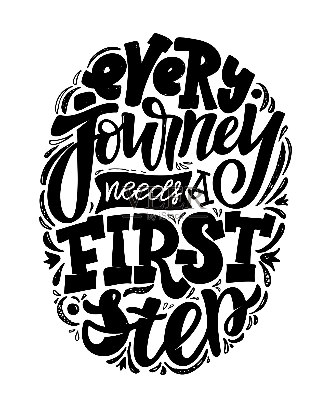 灵感刻字报价。字体艺术海报，t恤设计。Calligraphyc艺术旗帜。设计元素图片