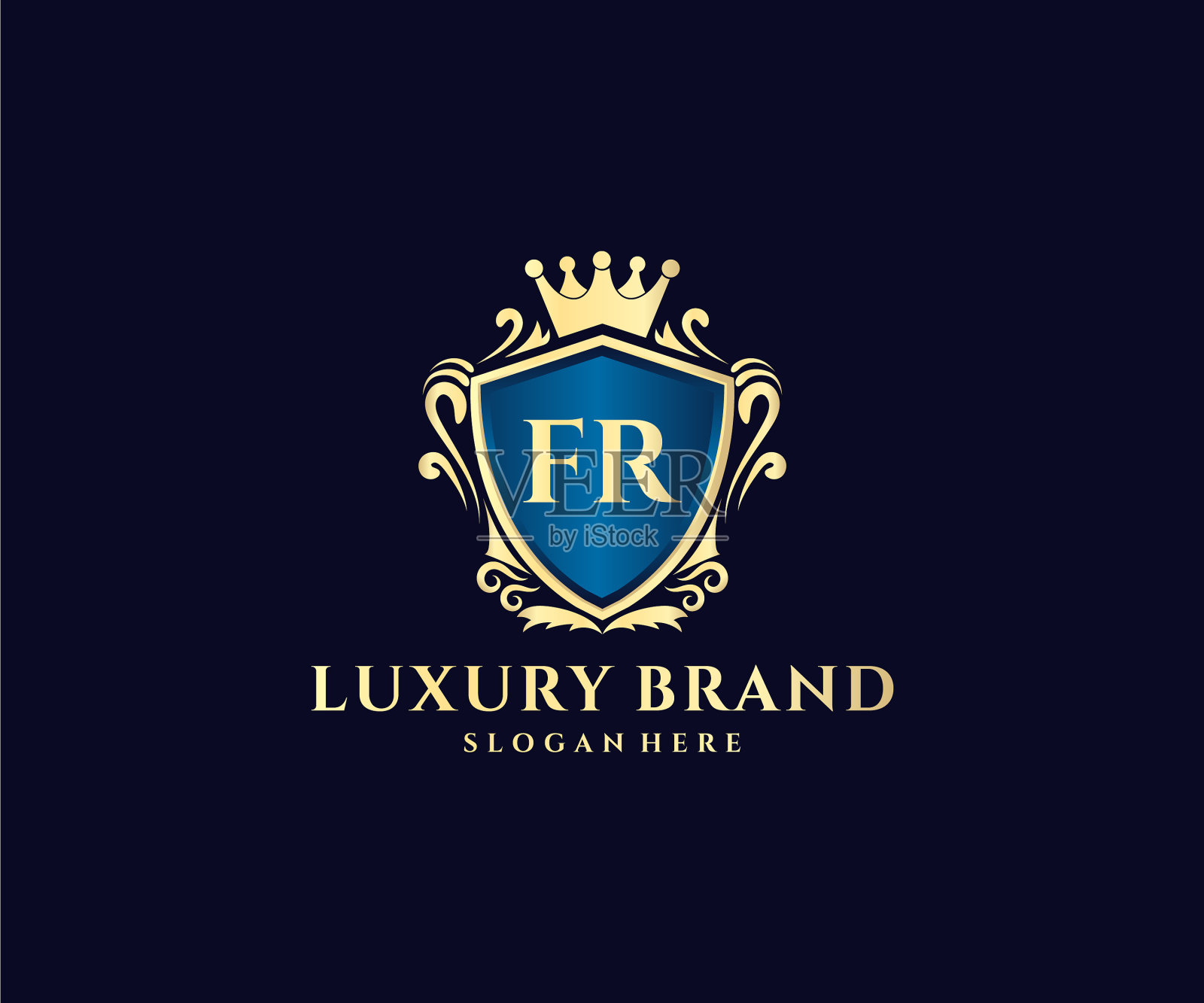 Fr首字母黄金书法女性插画图片素材