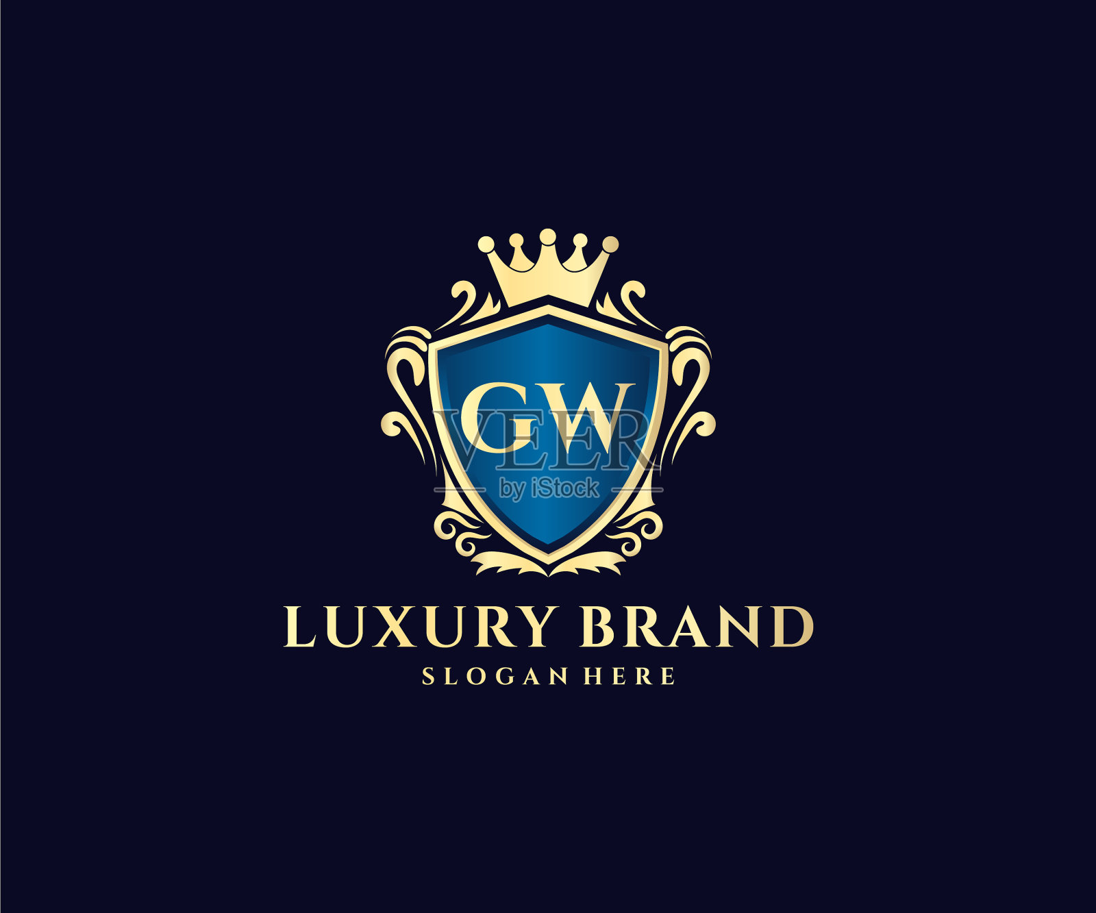 Gw首字母金字书法女性插画图片素材