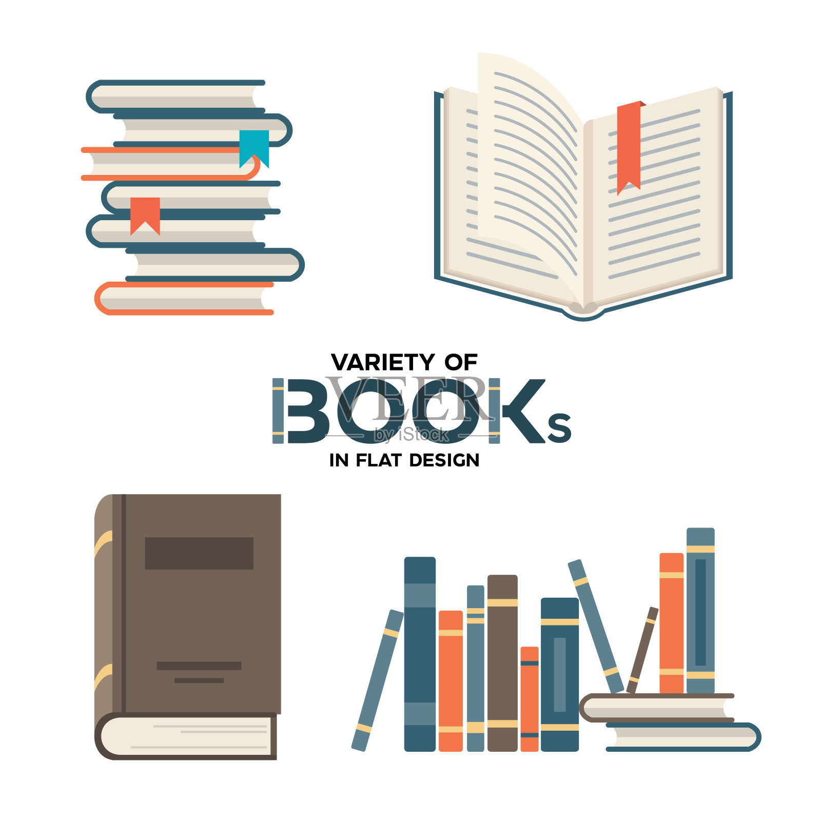 各种书籍在平面设计插画图片素材