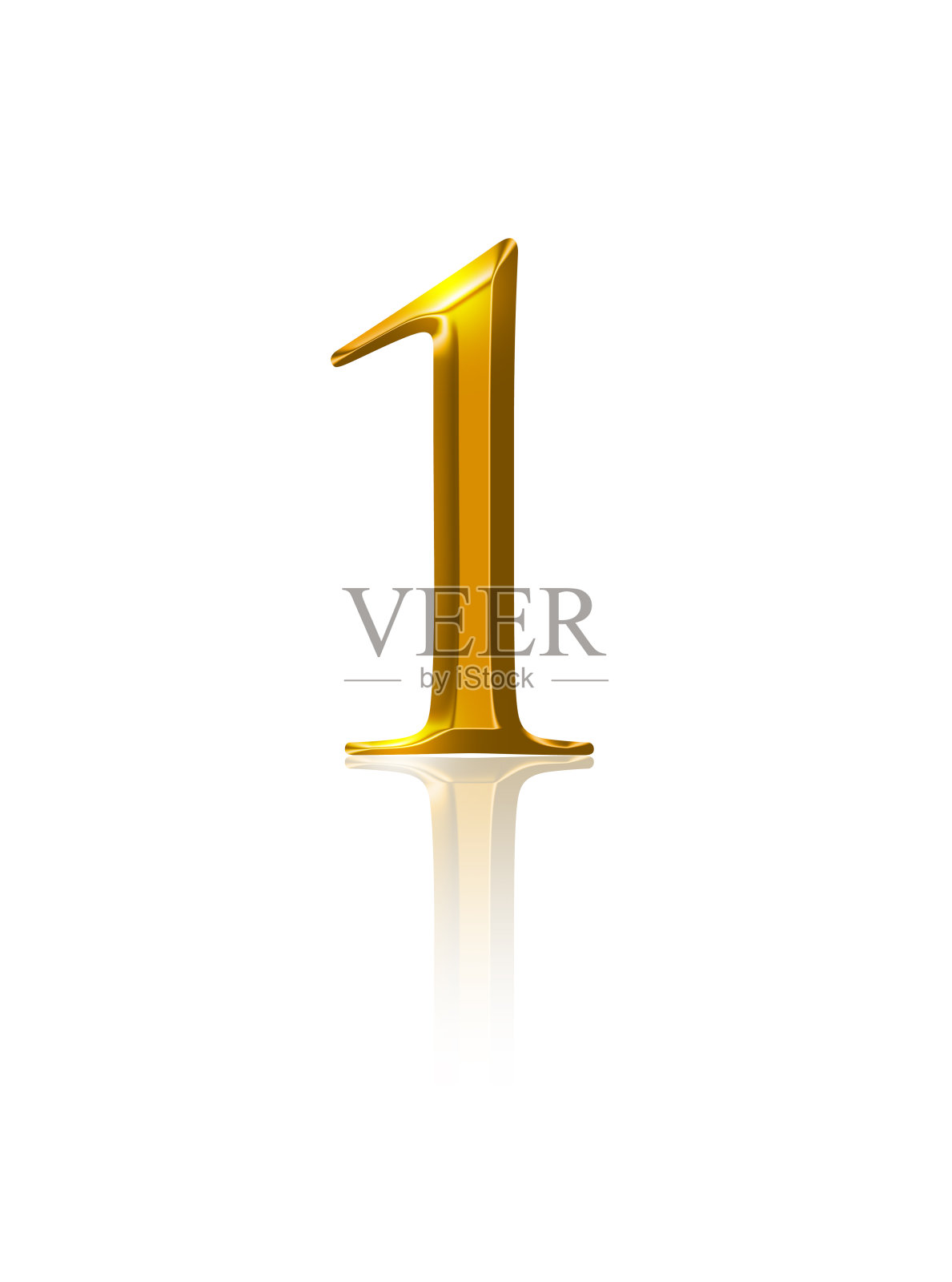一、金色数字盖白色数字，象征数字一照片摄影图片