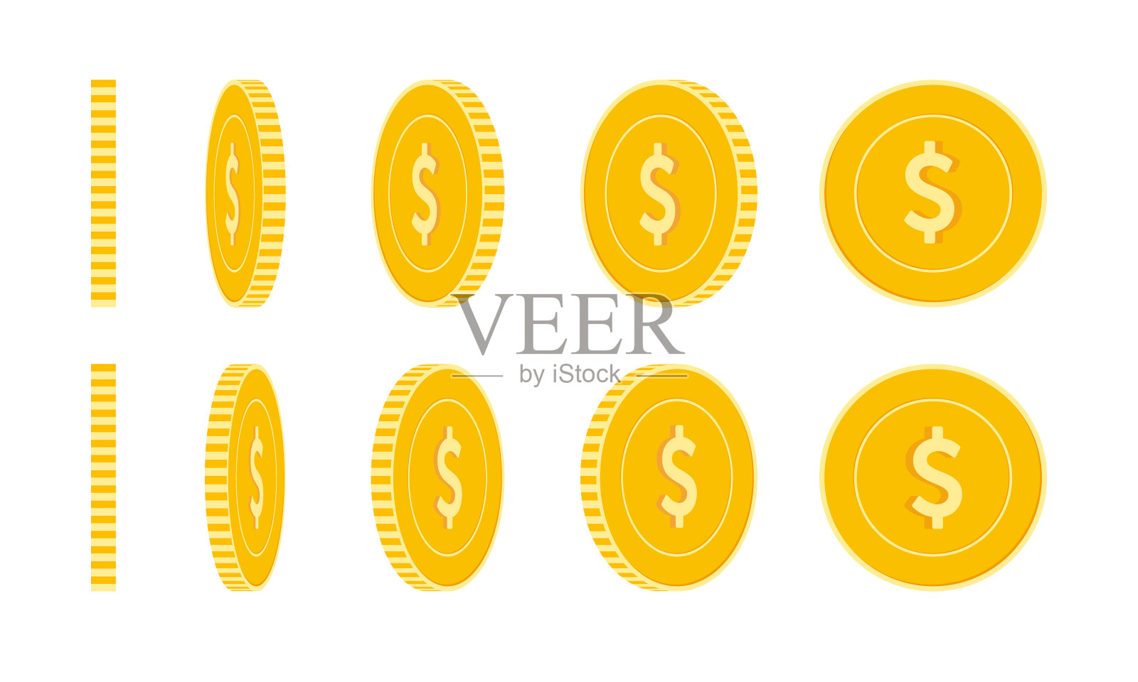 美元硬币设置动画准备美元ye插画图片素材