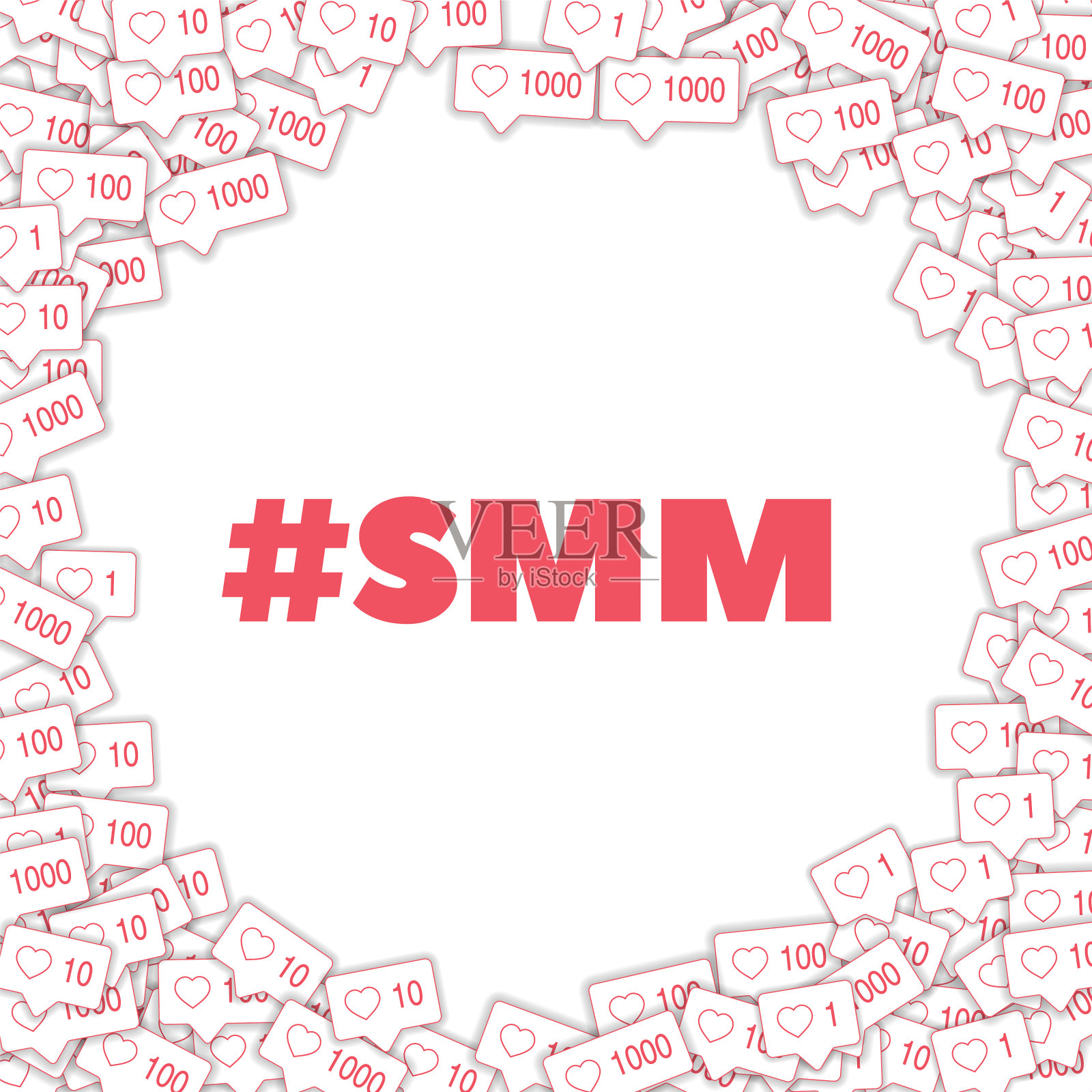 社交媒体图标SMM概念跌落粉红色插画图片素材