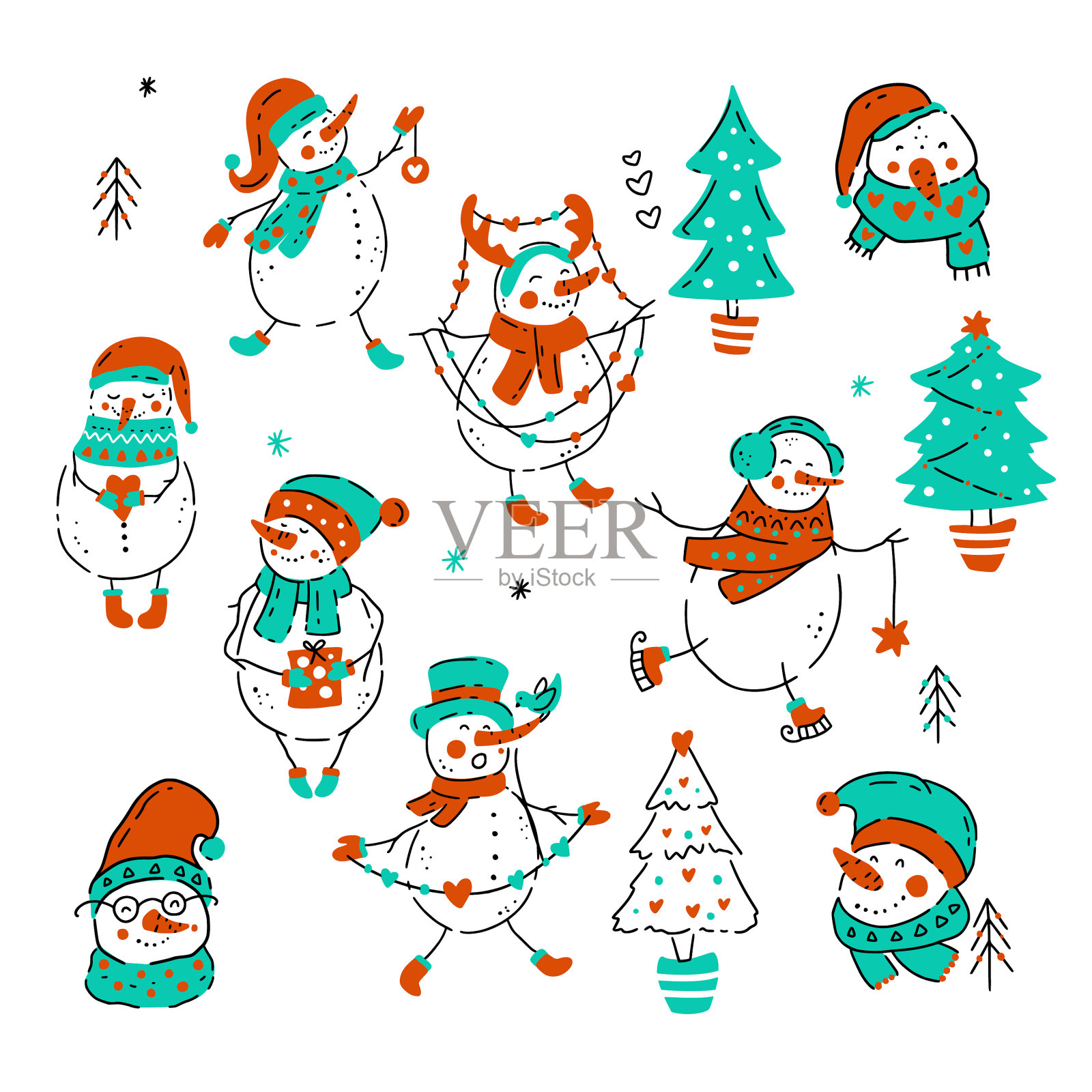 圣诞雪人图标插画图片素材